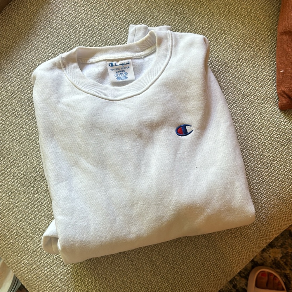 White Champion crew neck